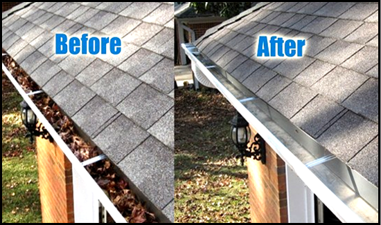 gutter cleaning before and after
